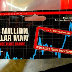 Vintage Six Million Dollar Man license plate surround New in Package